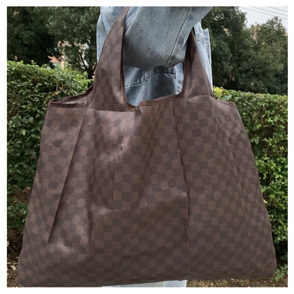 💝Boutique Brown Checkered Tote Bag